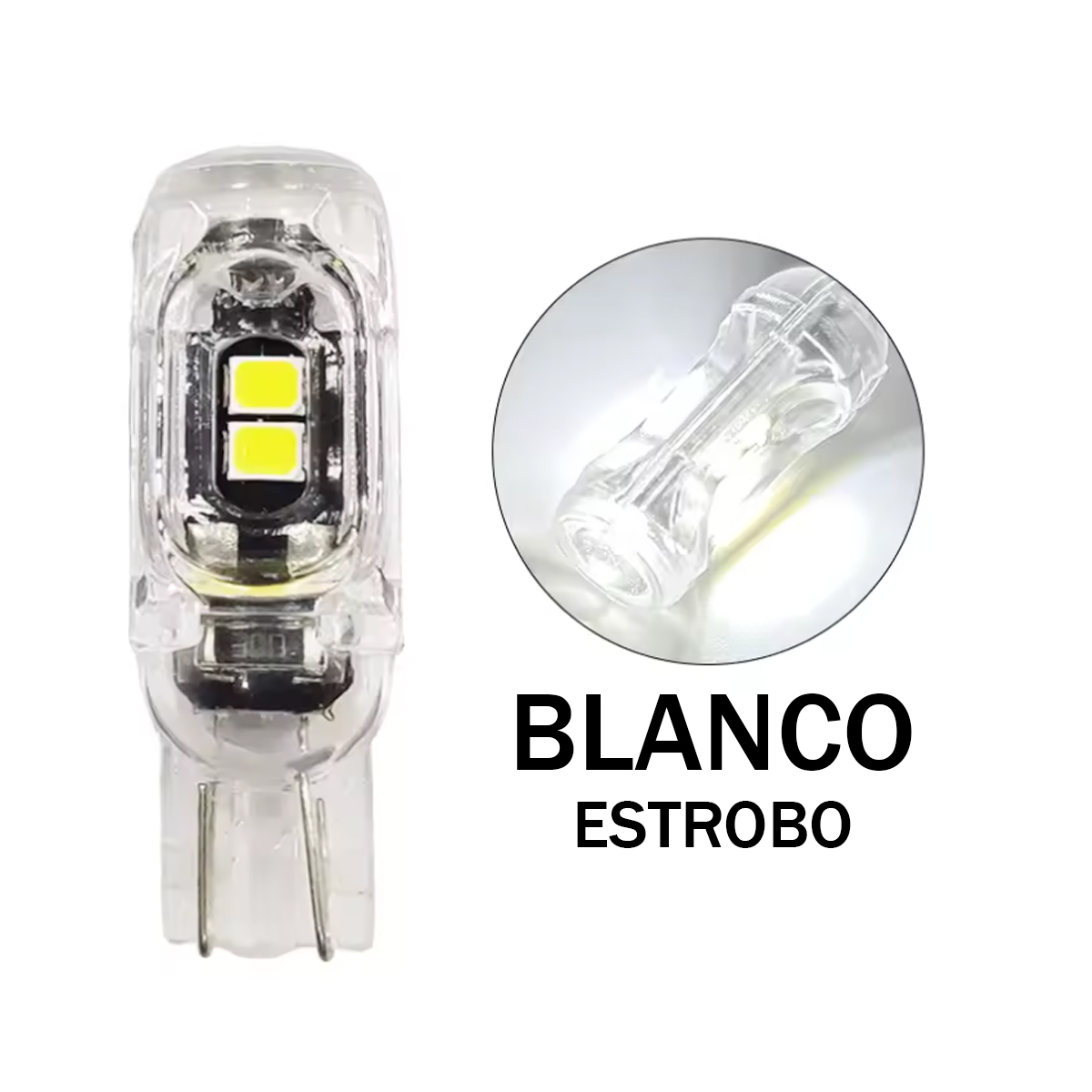 T10 5 LED LUPA BLANCO ESTROBO